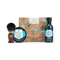 The Body Shop Cool & Calm Shaving Set – Maca Root & Aloe Shave Cream For Men 200ml, Maca Root & Aloe Post-Shave Gel 160ml & A Shaving Brush
