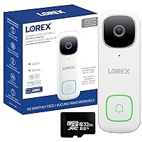 Lorex 2K Wi-Fi Video Doorbell Outdoor Security Camera | Person Detection & Color Night Vision | Ultra-Wide Angle Lens & Two-Way Talk | 32GB MicroSD Card [Requires existing doorbell Wiring]