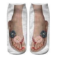 Breathable Socks 3D Pattern Sandals Print Running Women Personality Low Ankle Socks for Women Cotton Low Cut
