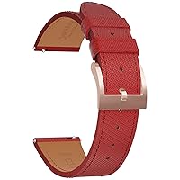 Top Grain Leather Watch Band - Quick Release Brushed Buckle Replacement Strap for Men - Choice of Width -18mm 19mm 20mm 21mm 22mm 23mm 24mm