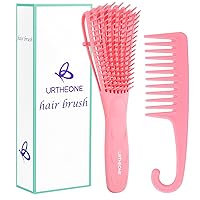 Detangling Hair Brush, Detangling brush for Adults and Kids, Comb Set for Kinky Curly Coily and Wavy Hair, For Wet and Dry Hair, Afro American Type 3a-4c, Comfortable Grip, Easy to Clean(Pink)