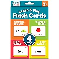 Chuckle & Roar - Learn & Play Flash Cards 4pk - Classroom Must Have for Preschool - Learn The Alphabet, Numbers, and Sight Words - Fun and Engaging for Toddlers