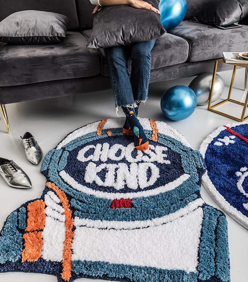 Blue White Astronaut Irregular Area Rugs for Livingroom Bedroom Colorful Cute Lambs Wool Shaggy Carpets Rugs Lux Home Decore Gift No-Slip Bathroom ...
