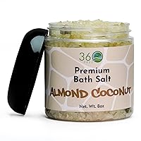 Almond Coconut Bath Salt - Aromatherapy Body Scrub - Essential Oils Infused - Vegan & Cruelty-free - Detox, Exfoliate & Moisturize for a Healthy Glow - 8 Oz Jar