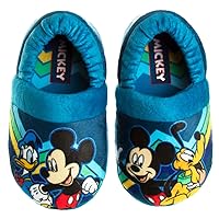 Disney Boys’ Mickey Mouse Slippers – Cozy Plush Fuzzy Slippers: Non-Slip, Non-Skid Slippers for Boys (Toddler/Little Kid)