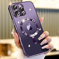 for iPhone 13 Pro Max Case with Integrated Camera Lens Protection, [Seamless Work with Magsafe] [Metallic Glossy Soft Bumper], Diamond Clear Stylish Case for iPhone 13 Pro Max, Purple
