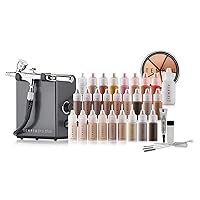TEMPTU Pro Plus Deluxe Complete Airbrush Kit: Airbrush Makeup Set for Pros Includes Blushes, Highlighters, S/B Foundation, Contour & Bronzer Colors, and Concealer, Travel-Friendly
