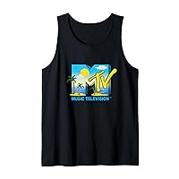 Mademark x MTV - The official MTV Logo with sunny beach sea palms and the sun Tank Top