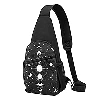 Sun And Moon Mystical Astrology Sling Backpack, Travel Chest Bag Hiking Daypack Crossbody Shoulder Bag