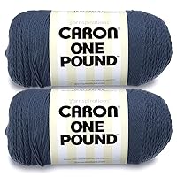 Caron One Pound Cape Cod Blue Yarn - 2 Pack of 454g/16oz - Acrylic - 4 Medium (Worsted) - 812 Yards - Knitting/Crochet