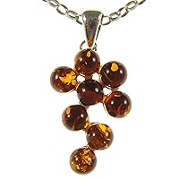 BALTIC AMBER AND STERLING SILVER 925 GRAPEVINE PENDANT NECKLACE - 14 16 18 20 22 24 26 28 30 32 34