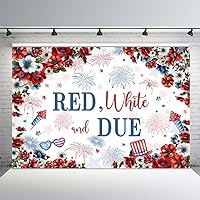 MEHOFOND 4th of July Firecracker Baby Shower Backdrop Red White and Due Baby Shower Photography Background Independence Day Decorations Floral Patriotic Them Photo Booth Props 7x5ft