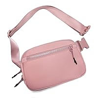 Fanny Pack Crossbody Bags for Women 1.5L Belt Bag with 3 Zipper Pockets Fashion Waist Packs Everywhere Belt Bag Cross Body Fanny Pack for Women (Pink)