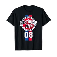 8 Years Old Birthday Boy Red And Blue 313 Area Basketball T-Shirt