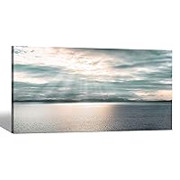 SD SOFT DANCE Coastal Ocean Canvas Wall Art: Sea View Artwork Sunrise Scenery Prints Seaside Seascape Picture Painting for Bedroom Living Room Home Wall Decor 40x20inch