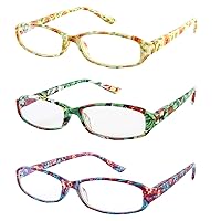 EFE Reading Glasses 3 Pack with Blue Light Blocking Protection, Beautiful Pattern Printed Eyeglasses for Women