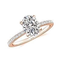 Natural Diamond Oval Solitaire Ring for Women Girls in Sterling Silver / 14K Solid Gold/Platinum