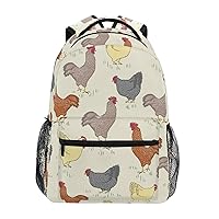 ALAZA Rooster Chicken Yellow Backpack for Women Men,Travel Trip Casual Daypack College Bookbag Laptop Bag Work Business Shoulder Bag Fit for 14 Inch Laptop