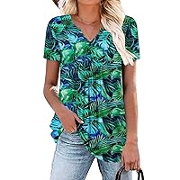 BETTE BOUTIK Womens Tunics Henley Shirt V-Neck Button Down Blouse Tops Casual Pleated Basic Pullover