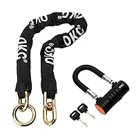 Ultra Security 3.9 ft Motorcycle Lock Chain - 18mm Thick OKG Small U Lock - 3T Cut Proof Hardened Alloy Steel for Motorcycle Lock, Bike Lock, Moped Locks and More