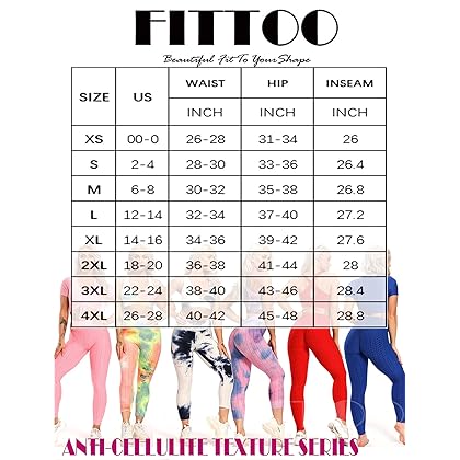 FITTOO Womens High Waisted Yoga Pants Tummy Control Scrunched Booty Leggings Workout Running Butt Lift Textured Tights