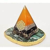 Orgone Pyramid Black Tourmaline Crystal, Agate Crystal Lotus of Life Healing Gemstone Reiki Chara Kit with 4 Crystal Youga Meditation