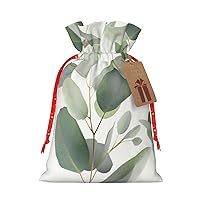 WSOIHFEC Eucalyptus Leaves Christmas Gift Bags with Drawstring Burlap Christmas Treat Bags Reusable Christmas Candy Bag Gift Wrapping Bag Party Favors Bags