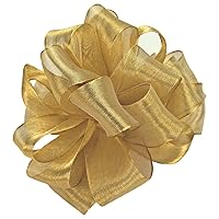 Offray Wired Edge Magic Wand Metallic Sheer Craft Ribbon, 7/8-Inch Wide by 50-Yard Spool, Gold