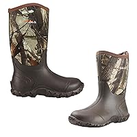 HISEA Neoprene Rubber Boots Camo Mud Boots Men Size 10 Bundle with Kids Size 7 for Hunting Gardening Fishing Family Camping Hiking