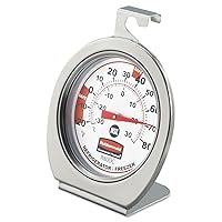 Rubbermaid Thermometer, Classic Large Mechanical Dial, Chrome, Extreme Temperature Range for use in Refrigerator/Freezer/Cooler/Fridge