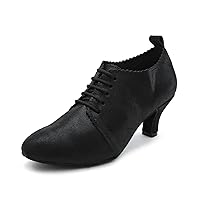 Minishion GL230 Women's Closed Toe Glitter Leather Latin Tango Ballroom Dance Shoes Evening Prom Pumps