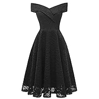 Women's Vintage Audrey 1940s Lace Swing Formal Party Skaters Gown Dress