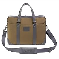 MACHIR Executive Slim Business Briefcase Laptop Bag Shoulder Bag with Handle and Shoulder Strap (Walnut)