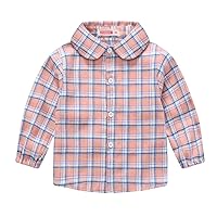 CHICTRY Toddler Girls Long Sleeve Plaid Print Cotton Turn Down Collar Button Down Shirt Coat Jacket