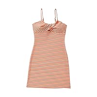 MakeMeChic Women's Striped Twist Front Cami Dress Sleeveless Spaghetti Strap Summer Mini Dress