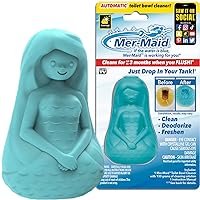 Mer-Maid Automatic Toilet Bowl Cleaner, AS-SEEN-ON-TV, Cleans, Freshens, and Deodorizes with Every Flush, Lasts Up to 3 Months, Ultra-Strength Concentrated Formula, Just Drop It in Your Tank, 4 In, Blue