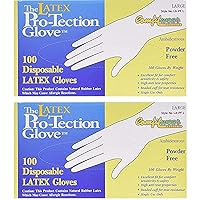 Disposable Latex Gloves, Powder Free Size Large, 200 Gloves (2 Boxes of 100 Gloves)