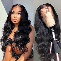 Body Wave Lace Front Wigs Human Hair Pre Plucked with Baby Hair 150% Density 13x4 HD Transparent Glueless Lace Frontal Human Hair Wigs for Black Women Natural Hairline 26inch