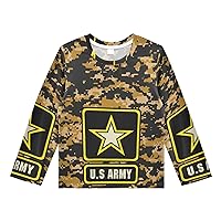 4th of July Boys' Rash Guard Shirts Army Camo Brown Swim Shirt 3-12T