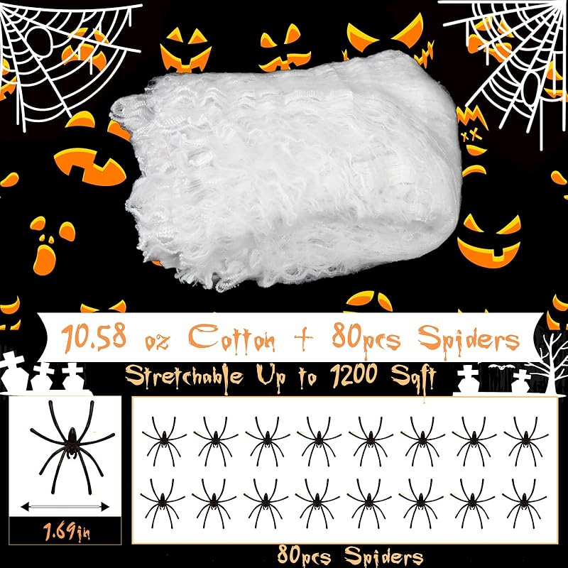 Mua JooYuan 1200 sqft Spider Webs Halloween Decorations with 80 ...
