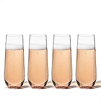 TOSSWARE 9oz Stemless Flute SET OF 24, Premium Quality, Tritan Dishwasher Safe & Heat Resistant Unbreakable Plastic Champagne Glasses, 24 Count (Pack of 1)