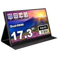 2.5K Portable Monitor 17.3 Inch 2560x1440 100% Adobe sRGB IPS HDR USB-C Second Laptop Monitor HDMI Computer Display Gaming Monitor Travel Monitor for Laptop PC Mac Phone PS4 Xbox Switch