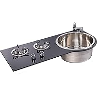 Boat Caravan Camper 2 Burner LPG Gas Stove Hob and Sink Combo With Tempered Glass 790 * 375 * 150mm GR-216A (With Faucet)