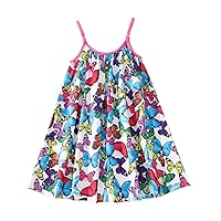 Toddler Girls Child Sleeveless Butterfly Prints Summer Beach Sundress Party Dresses Princess Dress The Old Line