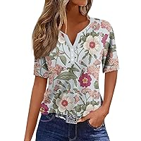 Western Outfit for Women, Casual Tops Womens Button Down Shirts Summer Outfits Short Sleeve Up Shirt, S, 3XL