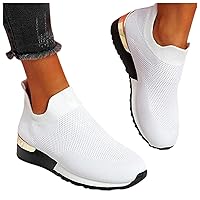 AODONG Sneakers for Women Walking Shoes Lightweight Mesh Running Sports Shoes Fashion Hollow-Out Round Toe Slip On Shoes
