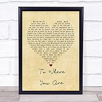 The Card Zoo to Where You are Vintage Heart Song Lyric Quote Print