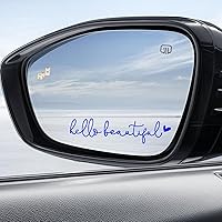 Hello Beautiful Rearview Mirror Decal Car Accessories for Women, Vinyl Rear View Mirror Window Stickers Car Decorations Gifts for Girls Self Affirmations（Blue)
