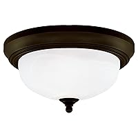Westinghouse Lighting 64291 13-Inch Two-Light Flush Mount Fixture, Oil Rubbed Bronze with Frosted White Alabaster Globe