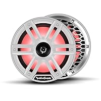 Rockford Fosgate M2-8H Color Optix 8” 2-Way Coaxial Multicolor LED Lighted Marine Speakers with Horn Tweeters - White/Stainless (Pair)